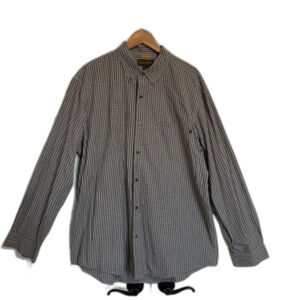 Timberland Shirt Men Button Down Long Sleeve Cotton Gray Pocket Plaid 2XL